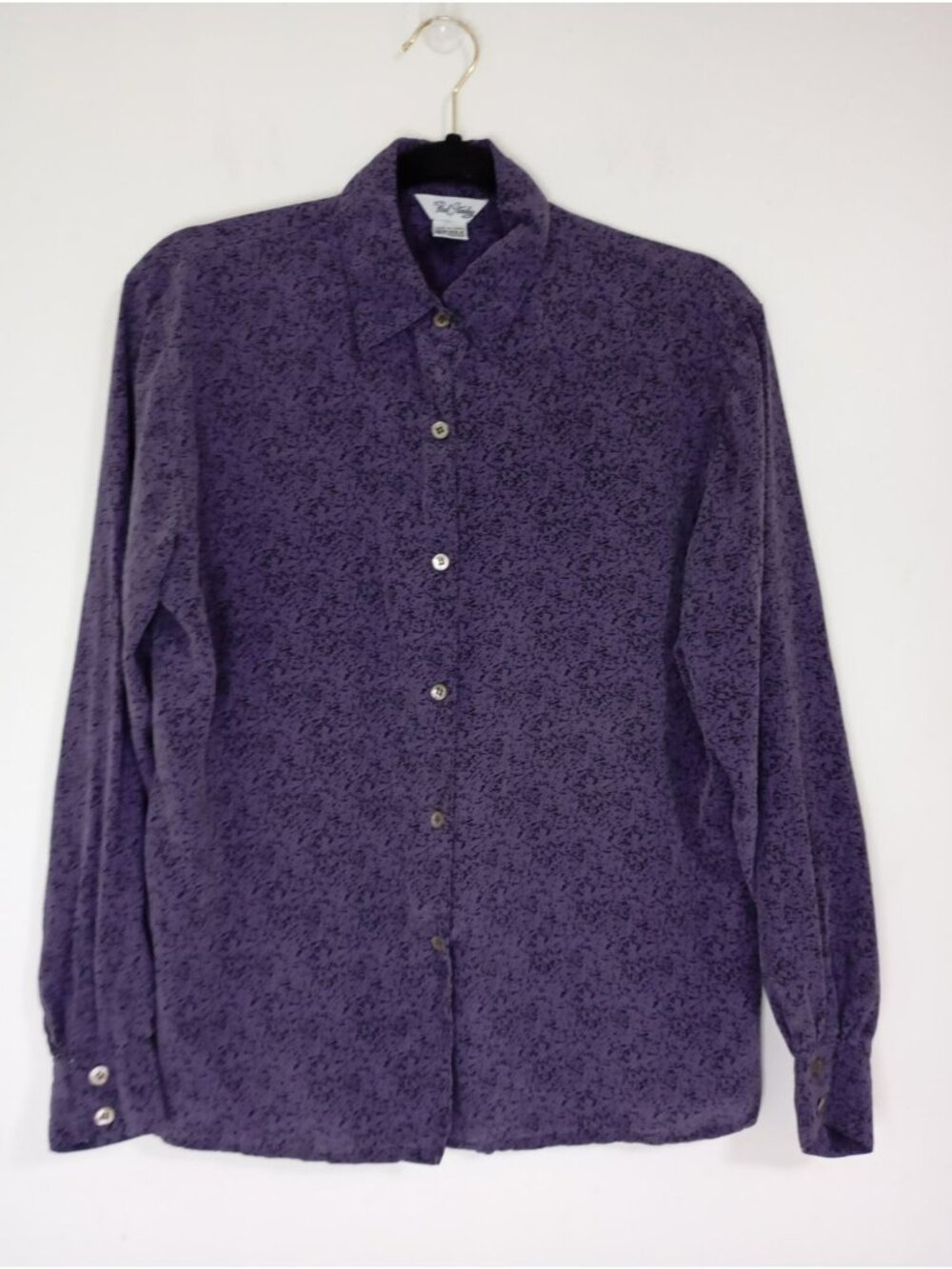 Paul Stanley Purple Button-Up Shirt 100% Silk Long Sleeve Womens Size 8